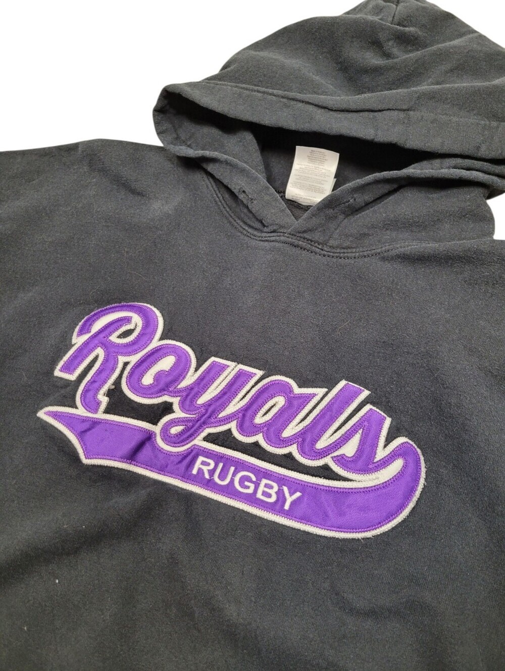 Vintage Royals Rugby Black Purple Hoodie Sweatshirt Top Size: XL